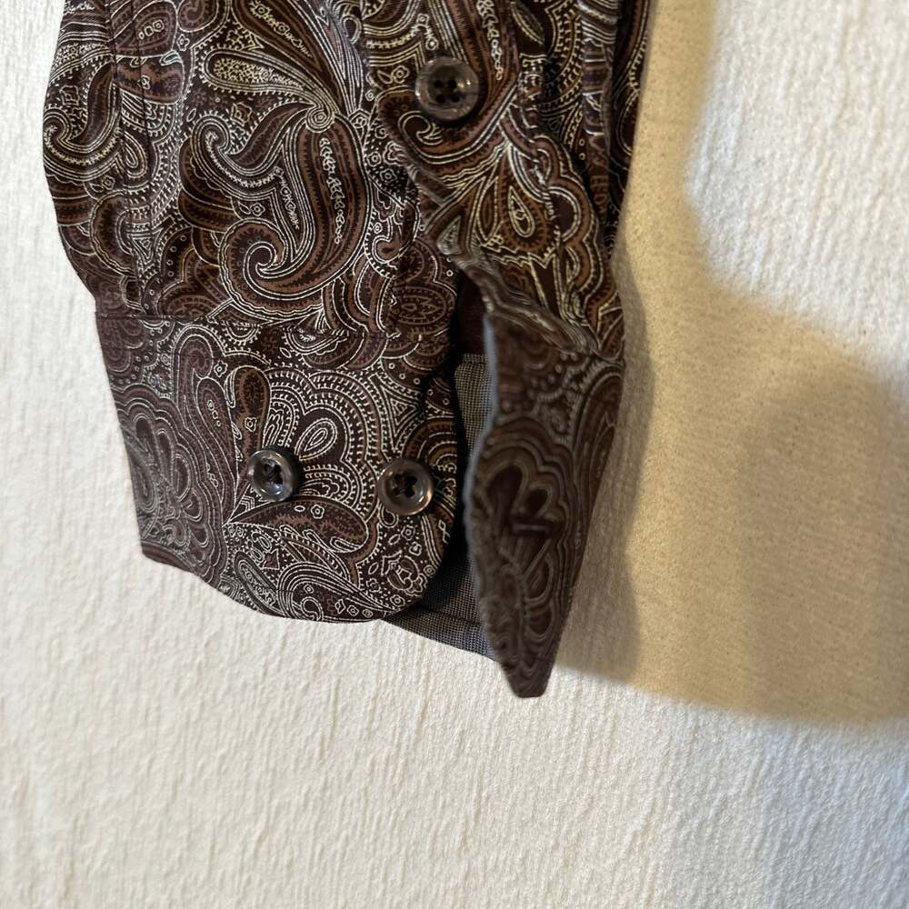 Consequence Men's Tan/Brown Paisley Long Sleeve Button Up Dress Shirt L - Picture 16 of 16